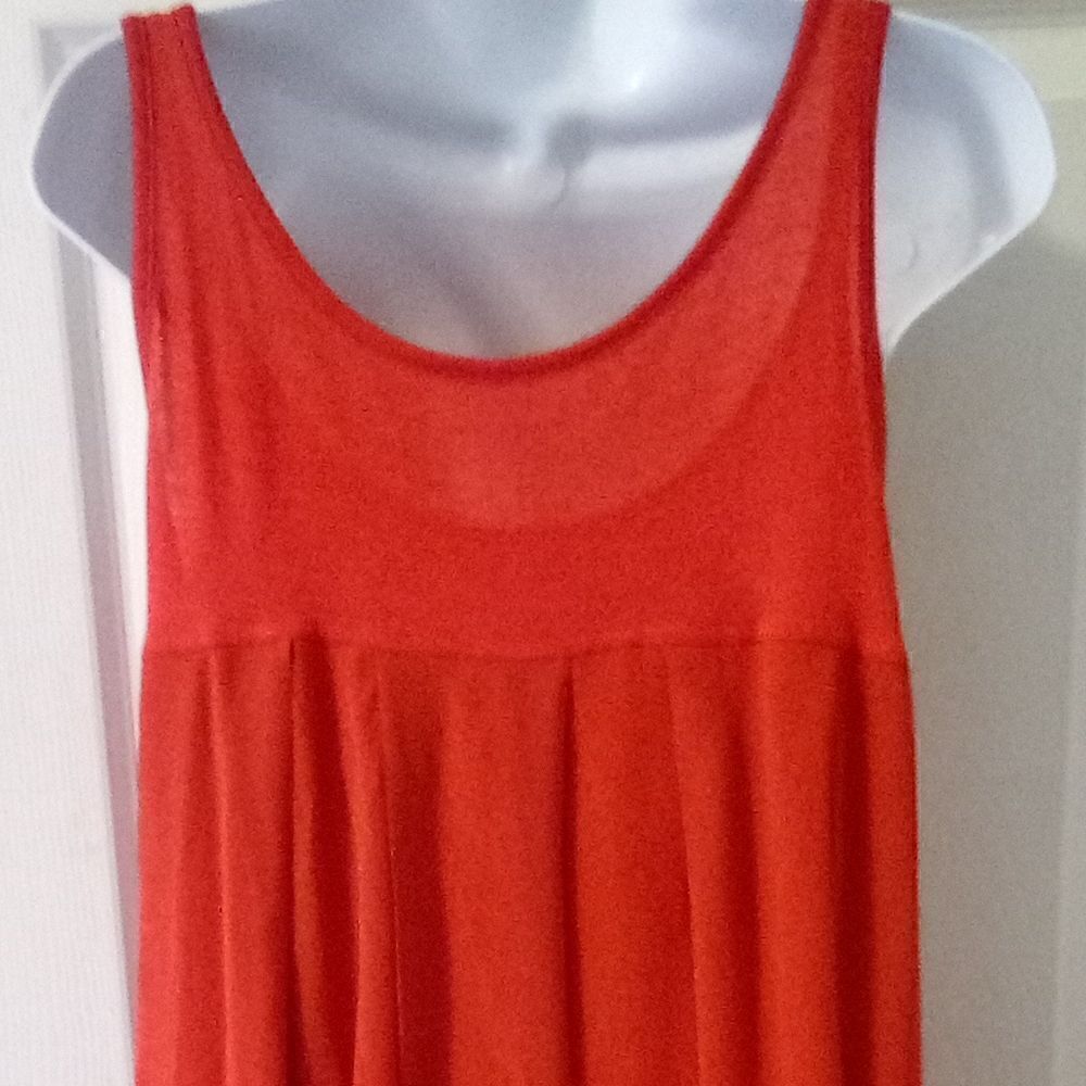 Eileen Fisher orange silk cotton Firefly lined tank dress high low hem size S - Picture 7 of 11